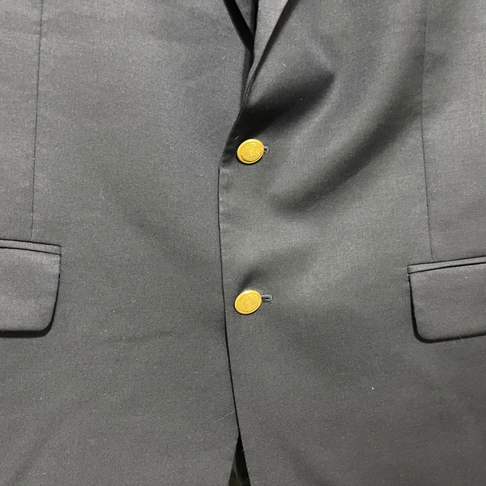 Lauren Ralph Lauren Mens Blazer Size 44L Navy 100% Wool Gold Buttons Classic‎